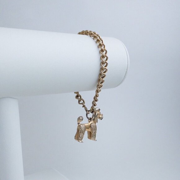 Rare Vintage Napier Dog Pendant Charm Bracelet Curb Link Chain Gold Tone - Picture 7 of 13